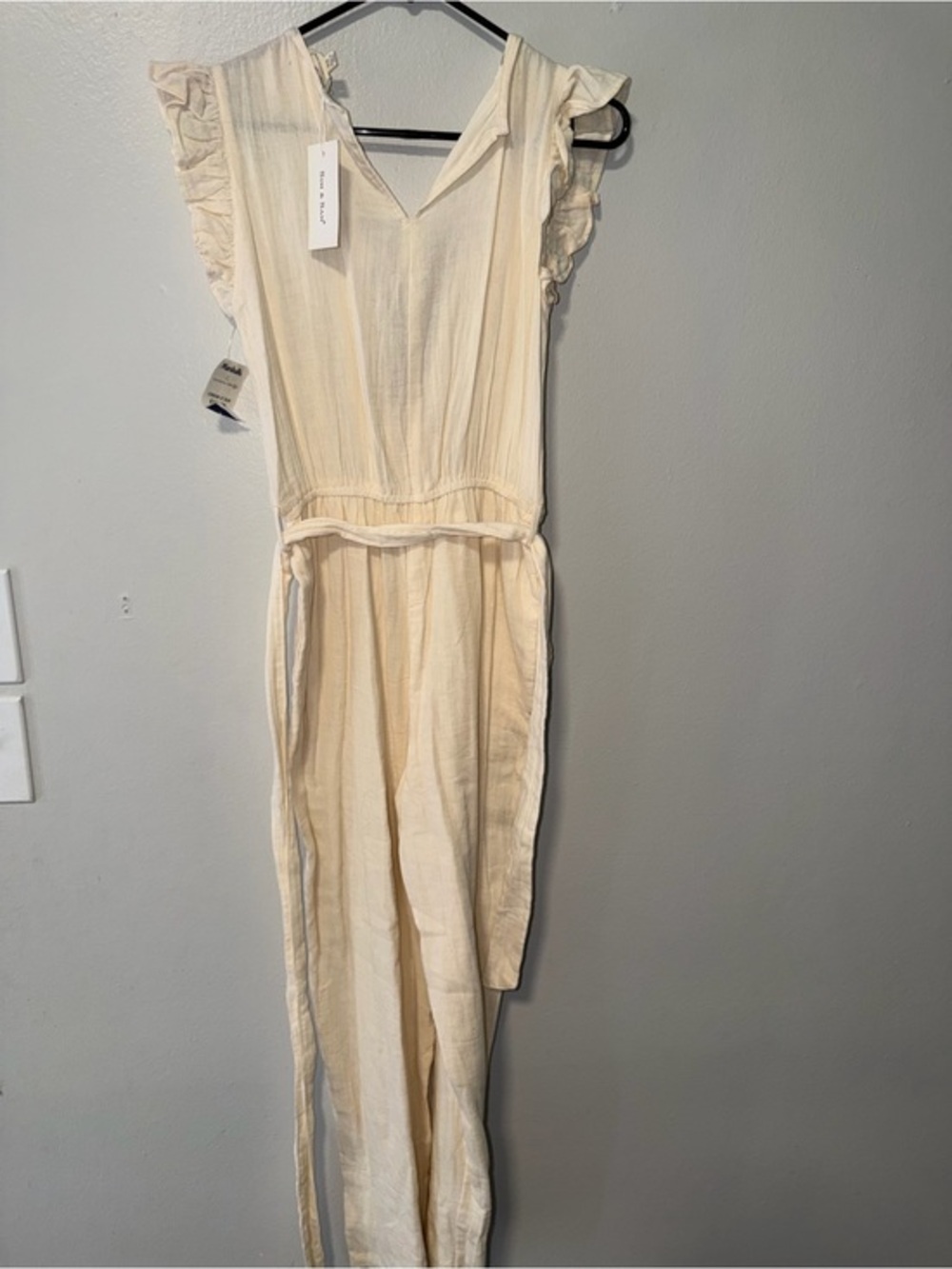 Marshalls Cream Ruffled-Sleeve Romper